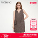 MOISSAC摩萨克春粗花呢拉毛贴袋装 饰甜美无袖 背心连衣裙女