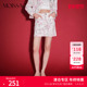 春季 MOISSAC 摩萨克 休闲浪漫甜美满印玫瑰花纹牛仔半身裙
