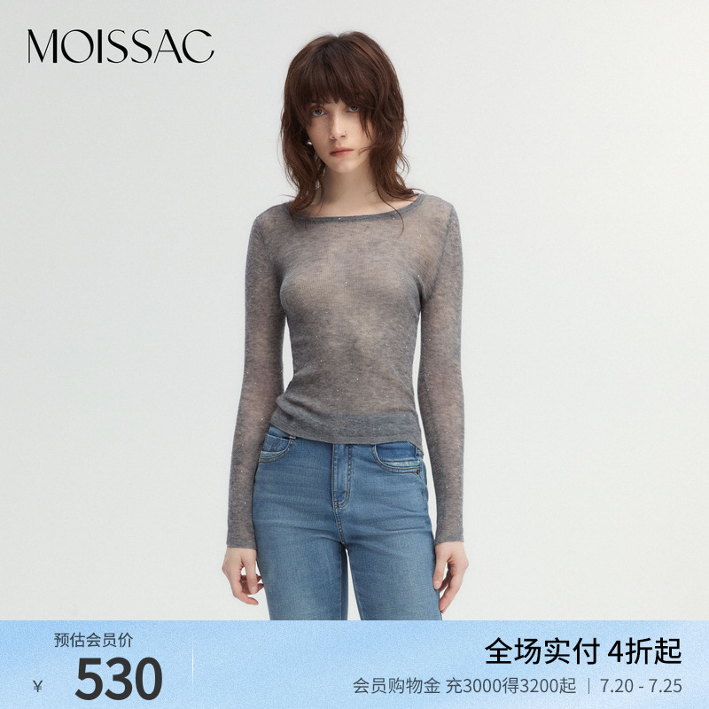 黑色细闪套头打底针织衫
