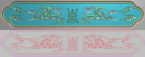 精雕图灰度图浮雕图蝙蝠祥云福字寿字抽斗围板横板扶手侧板454x89
