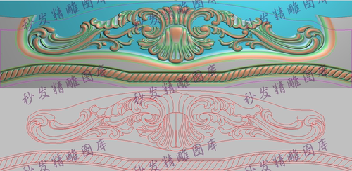 新款精雕图jdp灰度图bmp简欧洋花绳子大床靠头脑子1274x315