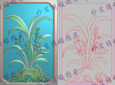 新款精雕图jdp灰度图bmp君子兰花背板门板侧板120x185四季花