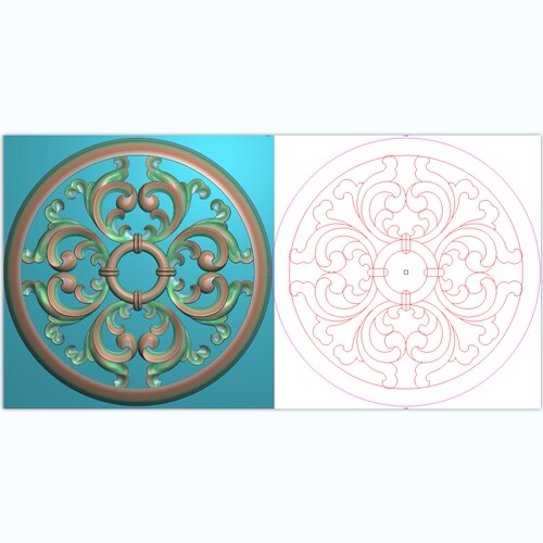 洋花卷花草花沙发精雕图jdp圆靠背板门板小花茶台浮雕图100x100