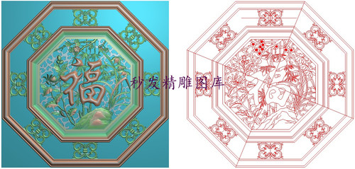 精雕图灰度图浮雕精品仿古镂空梅兰竹菊洋花福字挂匾屏风900x900