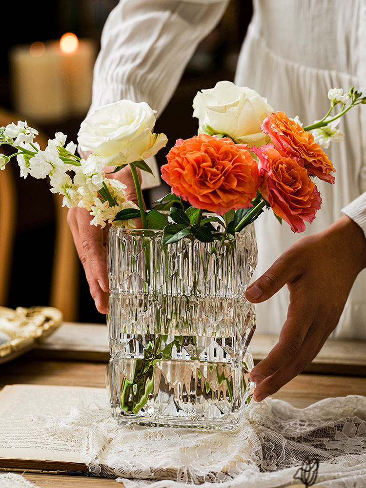 高级感轻奢花瓶摆件玻璃透明高档水养水培鲜花玫瑰百合客厅ins风
