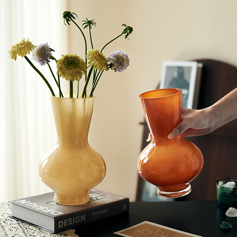 花瓶轻奢高级感中古芬顿玻璃花器客厅水养鲜花插花民宿设计感摆件,家居饰品,花瓶,淘宝优惠券,粉丝福利购,淘宝优惠卷