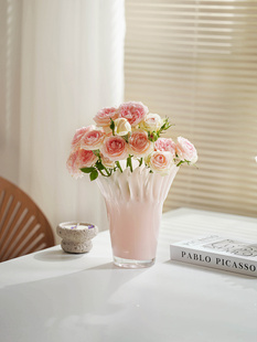 饰花容器客厅插花桌子 装 花瓶无障碍豪华高端粉色玻璃法式 风格