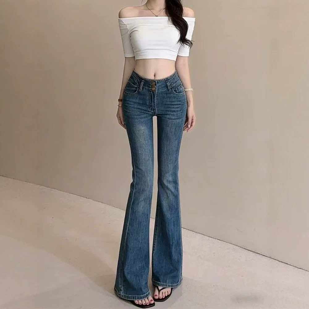 高腰修身显瘦马蹄裤女秋季新款美牛仔裤