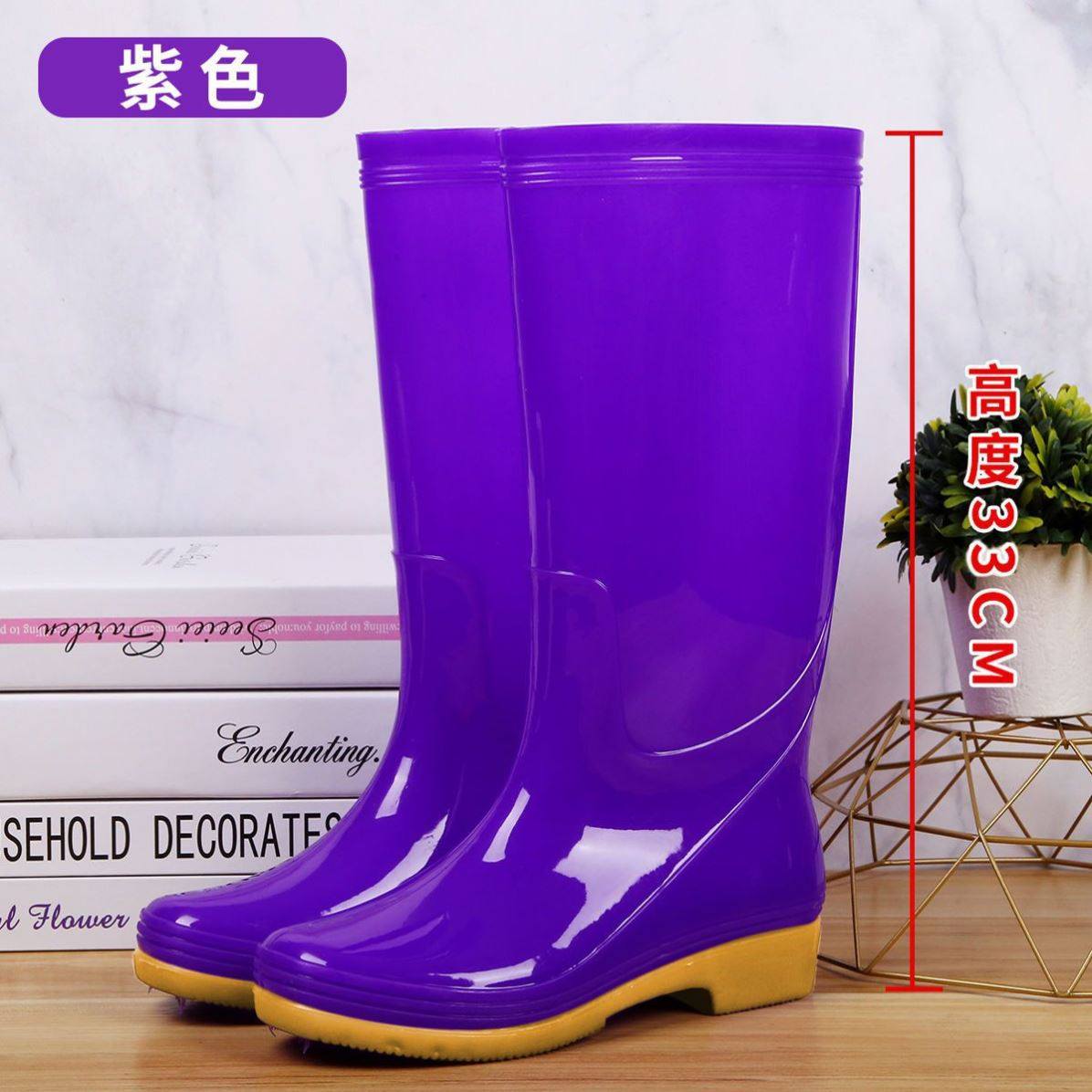 女士雨鞋高筒保暖暖雨鞋套加绒雨靴防滑女式水鞋中筒加棉胶鞋包邮