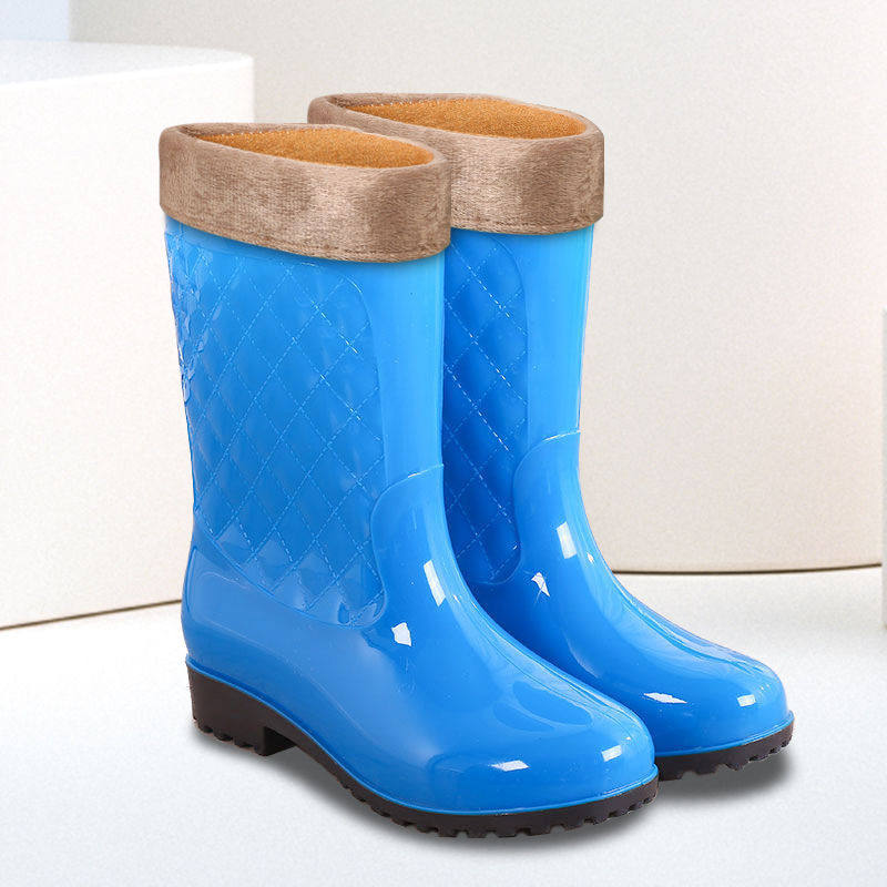 女士雨鞋高筒保暖暖雨鞋套加绒雨靴防滑女式水鞋中筒加棉胶鞋包邮