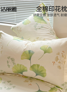 洁丽雅全棉枕头套纯棉100一对装枕套48cmx74cm单个整套枕头内胆套