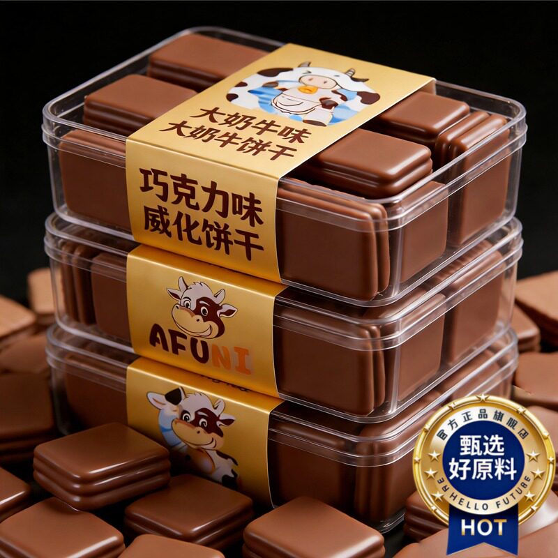 巧克力威化饼干俄罗斯大奶牛进口休闲解馋零食年货整箱批发5斤
