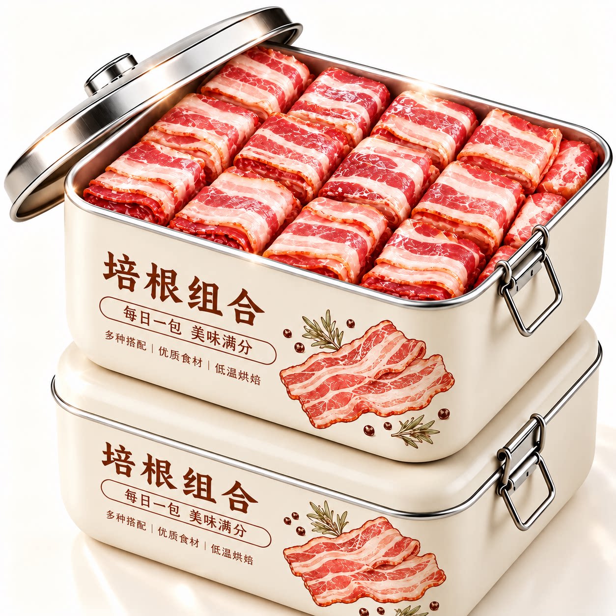 天猫甄选培根儿童无添加原切肉片三明治葱抓饼专注儿童营养早餐