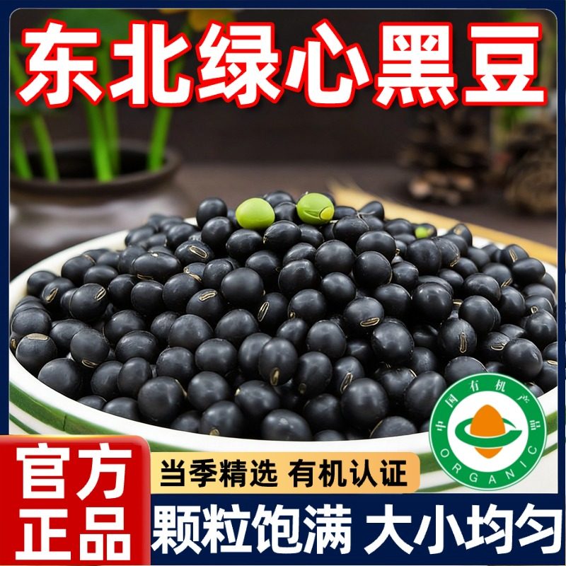 东北有机绿心黑豆农家新货自种绿芯黑豆打豆浆专用五谷杂粮黑小豆