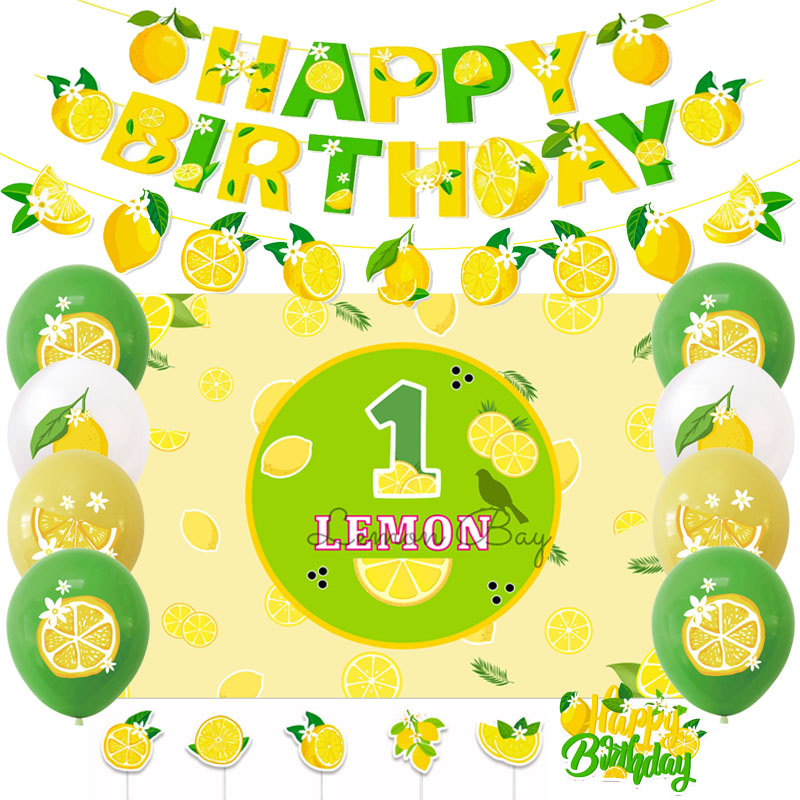 柠檬水果主题派对装饰背景布海报