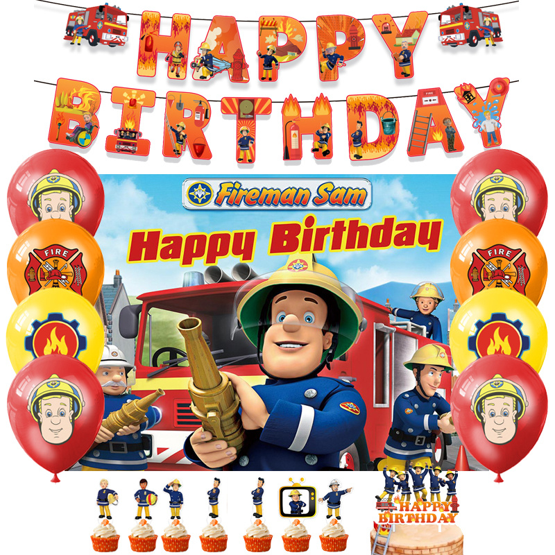 消防员山姆生日装饰拉旗海报气球