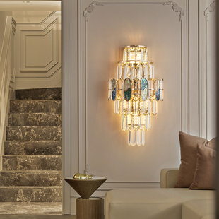 水晶壁灯轻奢高级感卧室床头别墅客厅大厅高端大气沙发背景墙壁灯