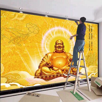 笑佛壁画欧锐美背景墙