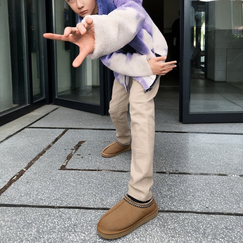 纯羊毛勃肯鞋男加绒加厚保暖棉鞋