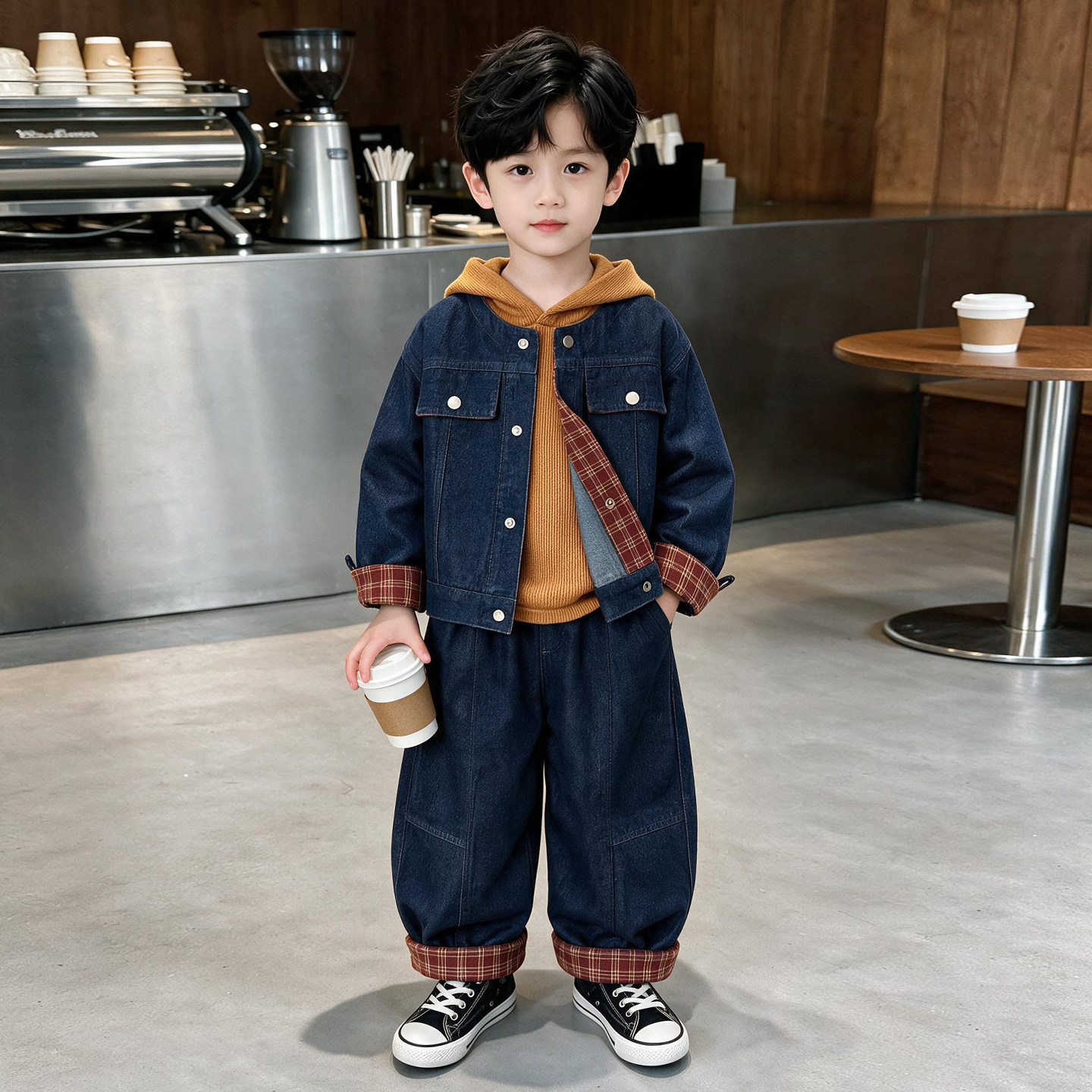 儿童装男童牛仔卫衣时尚裤子套装