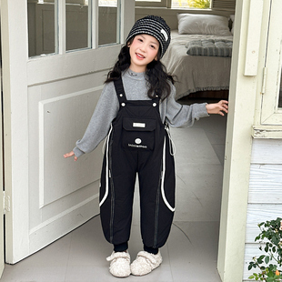 男童冬季羽绒裤2025新款儿童洋气加厚工装背带裤男宝宝冬装保暖裤