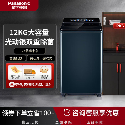 Panasonic/松下 XQB120-U2F1大容量12公斤除菌除螨羽绒洗衣机彩屏