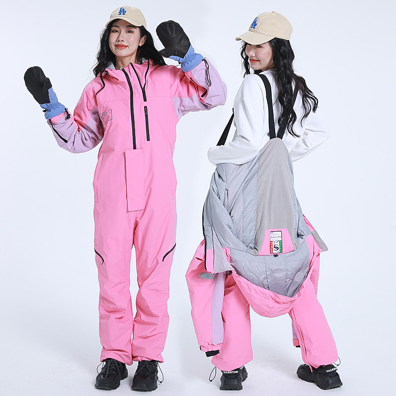 新款单双板连体滑雪服女防水专业滑雪服套装男女情侣滑雪衣裤韩版