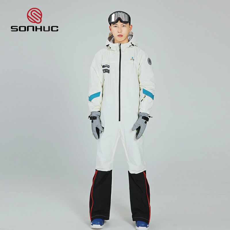 SONHUC/尚怀 婴儿白连体滑雪服套装单板防风防水加厚保暖专业雪裤