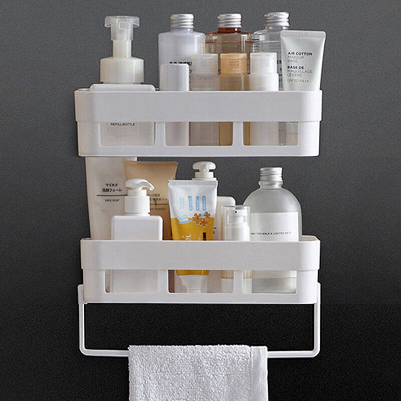 富居(foojo)置物架毛巾架【象牙白/2只装】浴室免打孔沥水收纳架j