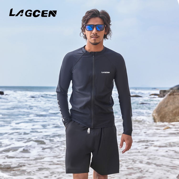 分体泳衣男潜水服大码上衣冲浪服速干防晒长袖套装游泳衣水母衣