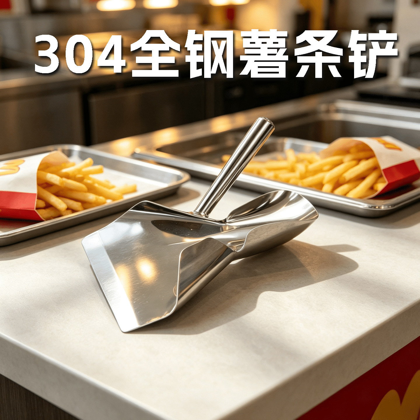 304不锈钢加厚薯条铲漏斗专用