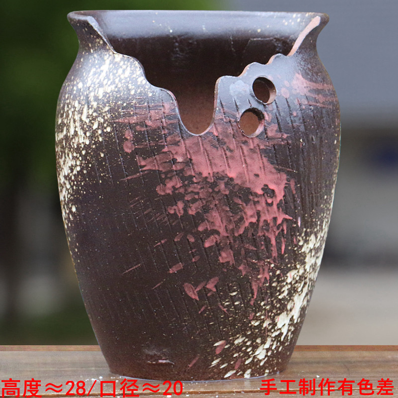 透气粗陶三角梅花盆法师老桩大口径客厅阳台切口花卉绿植陶瓷花盆