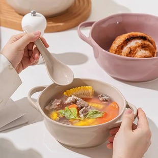 釉下彩双耳汤碗家用2024新款 陶瓷大号汤面螺蛳粉碗汤盆泡面碗大碗