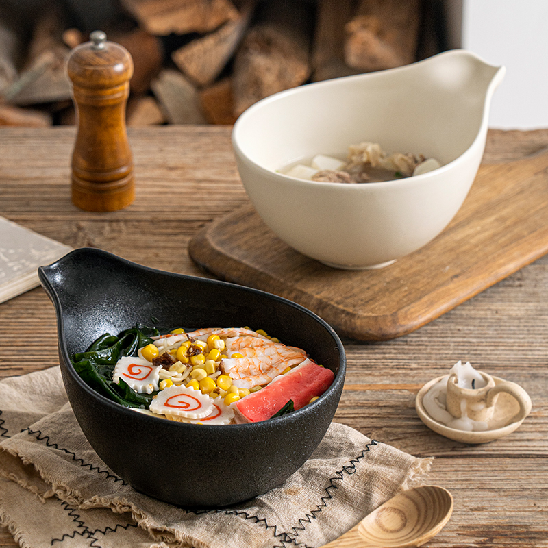 Lepan纯色大号大号碗带手柄