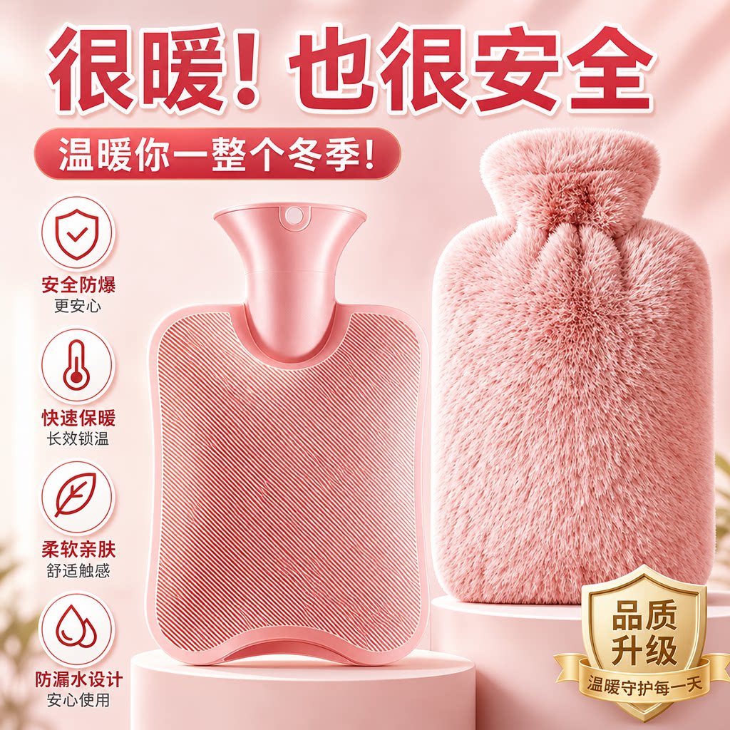 加厚注水热水袋暖手热敷痛经图片