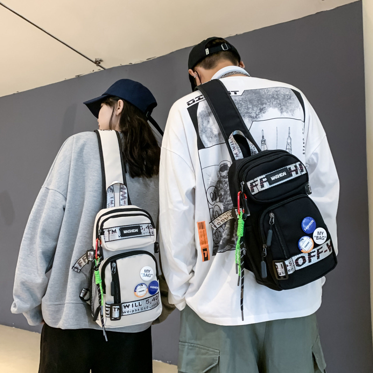 ins潮酷胸包2023新款休闲大容量男女学生背包时尚运动户外斜挎包,箱包皮具/热销女包/男包,男士包袋,淘宝优惠券,粉丝福利购,淘宝优惠卷