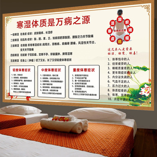 寒湿体质简介养生馆壁纸生病淤堵调理壁画墙布中医理疗馆背景墙纸