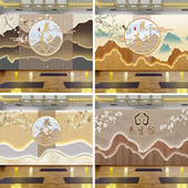 中医养生馆前台背景墙纸布足疗会所采耳店壁画美容院吧台装 饰壁纸