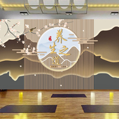 中医养生背景墙纸养生馆吧台装 饰壁纸理疗店美容院前台定制壁画