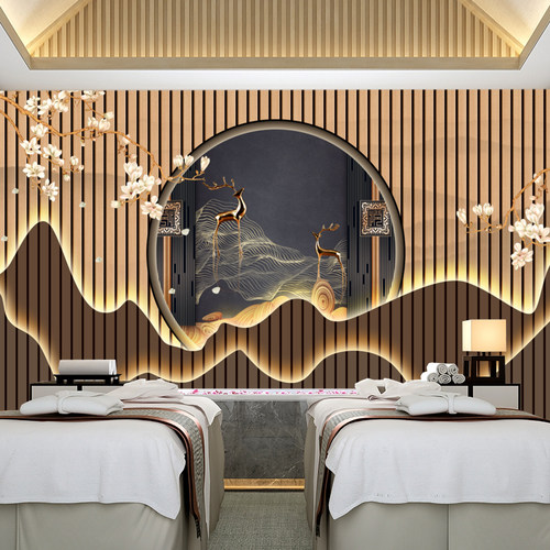 茶室美容院前台装饰壁纸