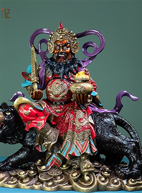 箐铜记《赵公明》财神铜摆件家居装饰品客厅玄关新店开业桌面摆件