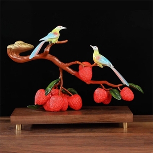 名利双收黄铜荔枝摆件客厅玄关酒柜办公室装饰品开业乔迁新居礼物