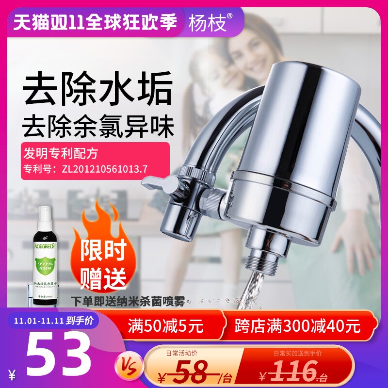 杨枝净水器直饮厨房自来水活性炭阻垢滤芯家用去水垢水龙头过滤器