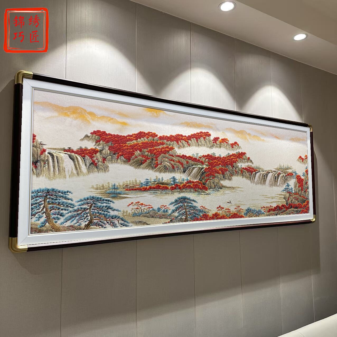 鸿运当头刺绣织锦绣壁画客厅沙发后墙办公室挂画新中式苏绣装饰画