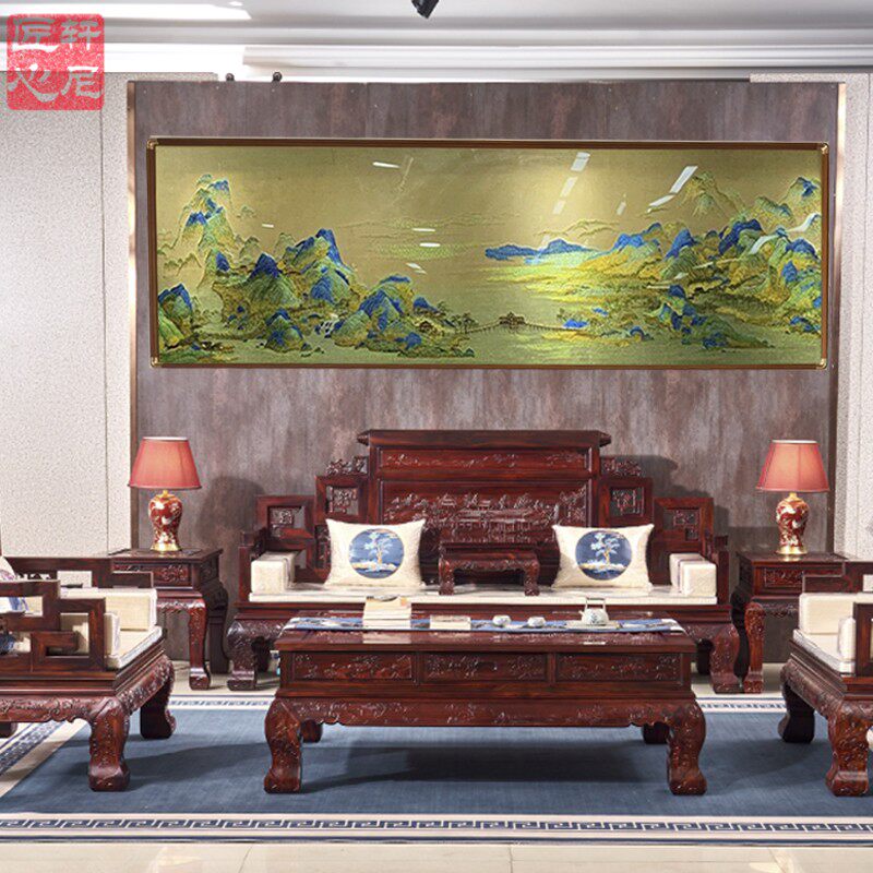 高密度客厅装饰画江山图中式