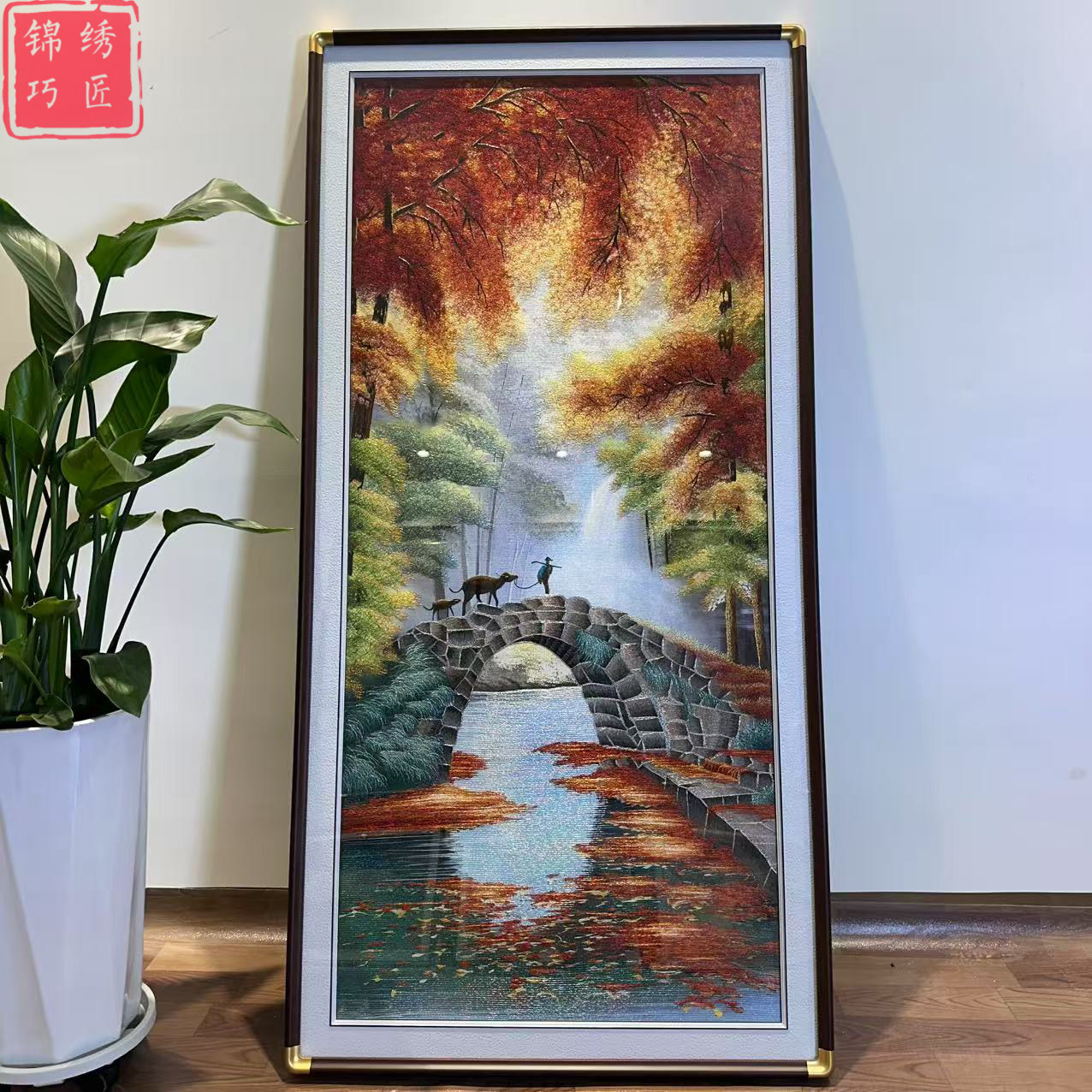 风景如画高档织锦绣刺绣装饰画迎门玄关过道苏绣成品挂画吉祥壁画
