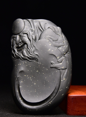 国家非遗/名师手工雕刻福寿常在/天然原石老坑四大名坑金星歙砚端砚书法国画研磨墨块文房四宝砚台专用礼品