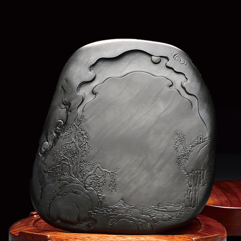 安徽歙县高档名师张子坚手工雕刻歙砚端砚/水墨江南/文房四宝纸墨笔砚