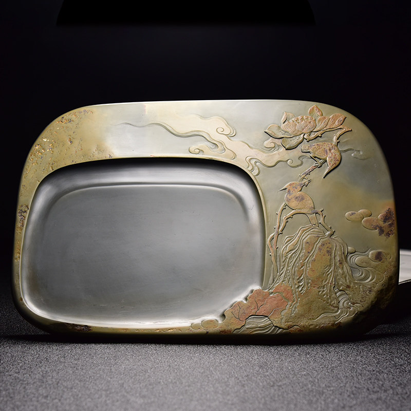 龙尾山水坑金晕籽料原石砚台文房四宝收藏礼品大气摆件四大名砚之一