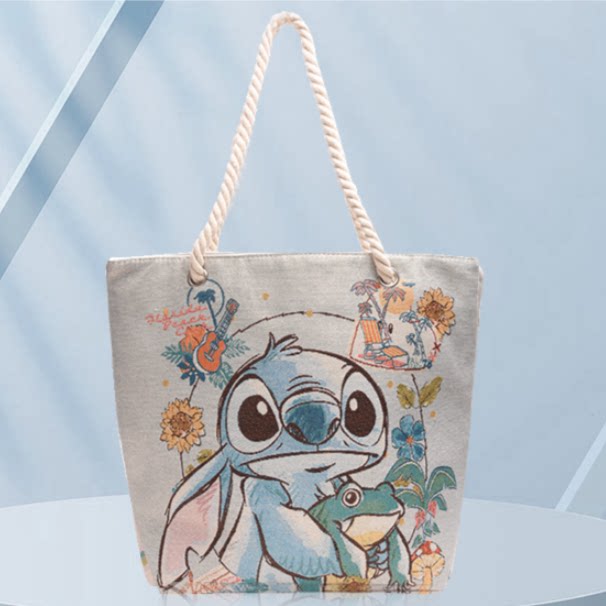 【双包特惠】迪士尼联名卡通形象时尚潮流旅行通勤单肩帆布刺绣包